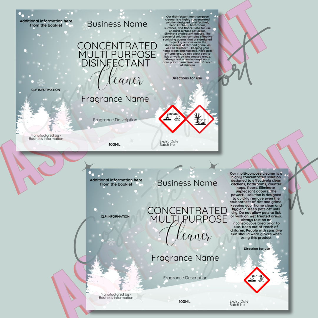 Digital New Fizzy Cleaning Labels (Christmas design)